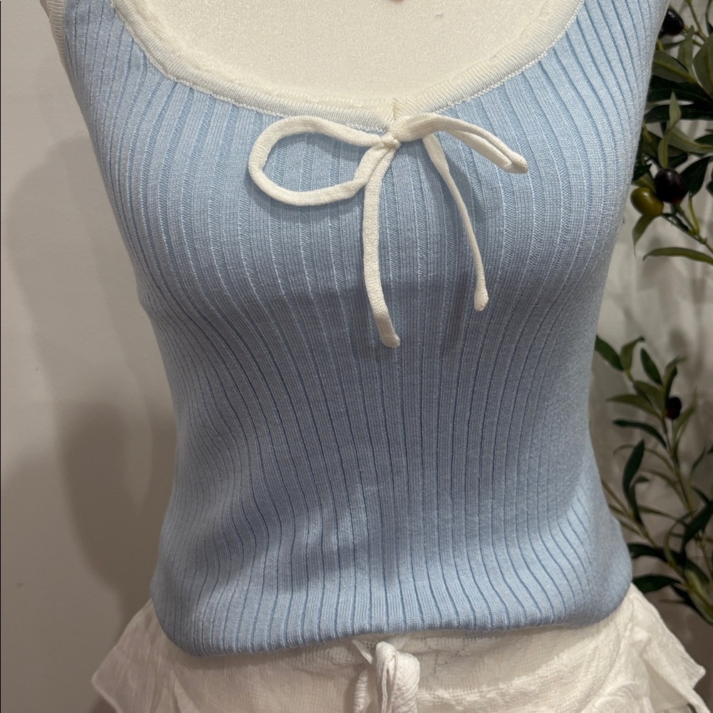 Double Zero Light Blue Ribbed Top - Picture 2 of 7
